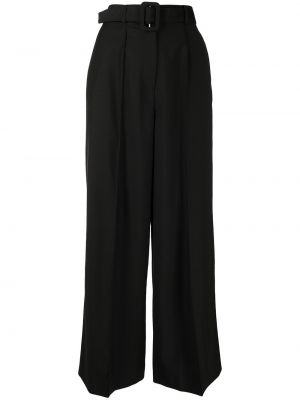 Vlněné volné kalhoty s vysokým pasem Rokh - černá