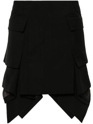 Drapované asymetrické sukně Sacai černé