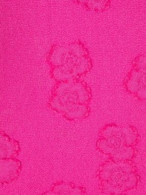 Dzianinowa szal w kwiatki Valentino różowa