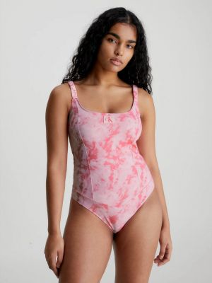 Jednodílné plavky s potiskem Calvin Klein Underwear růžové