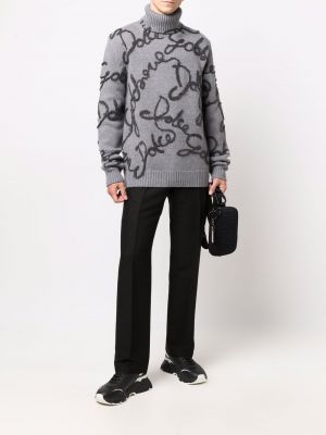 Jersey de cuello vuelto de tela jersey Dolce & Gabbana gris