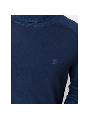 Jersey cuello alto con bordado de tela jersey Etro azul