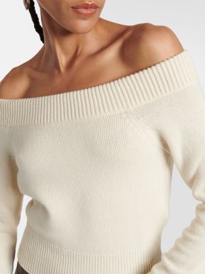 Кашмирен вълнен пуловер Alexander Mcqueen бяло