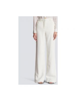 Pantalones plisados de crepé Balmain blanco