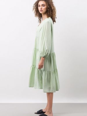 Lněné mini šaty Ivy Oak zelené