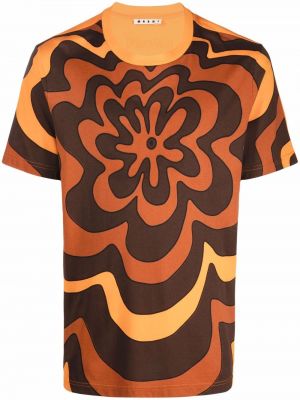 T-shirt a fiori Marni arancione