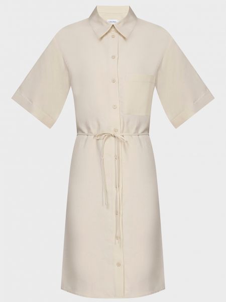 Льняное платье-рубашка свободного кроя Calvin Klein