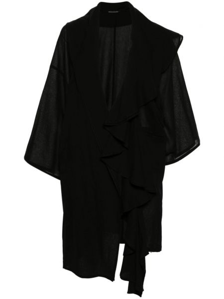 Mētelis ar drapējumu Yohji Yamamoto melns