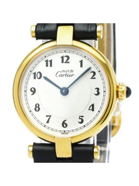 Zegarek skórzany retro Cartier Vintage srebrny