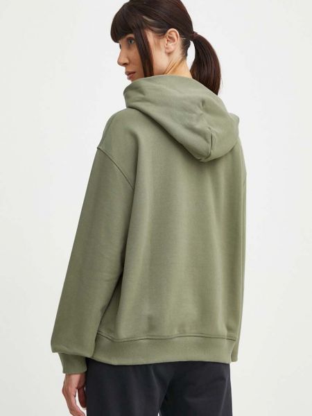 Pamučna hoodie s kapuljačom New Balance zelena