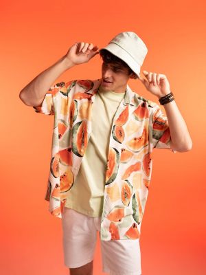 Košile s potiskem s krátkými rukávy s tropickým vzorem Defacto