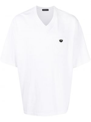 Тениска бродирана с v-образно деколте Undercover бяло