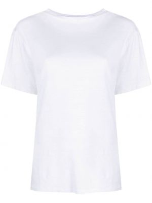 Lniana koszulka z okrągłym dekoltem Marant Etoile biała