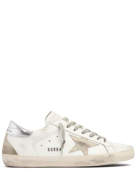 Stjernemønster lær semsket skinn sneakers Golden Goose hvit