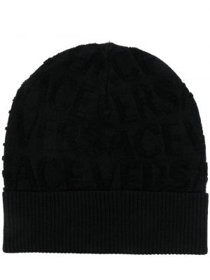 Vilnonis kepurė Versace juoda