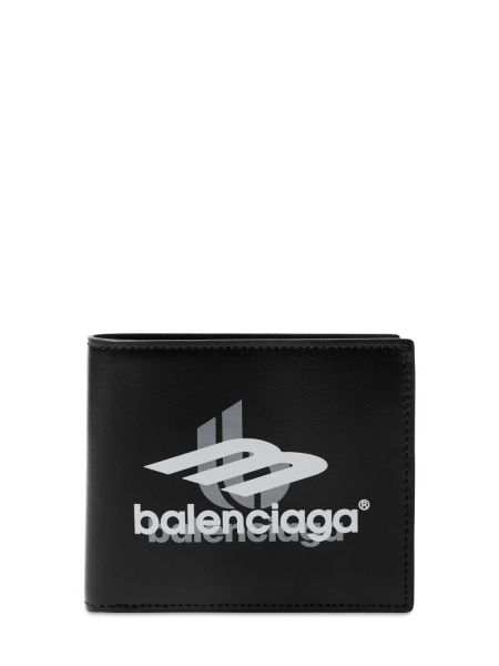 Lær lommebok Balenciaga svart