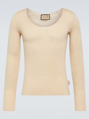 Sweter wełniany Gucci beżowy