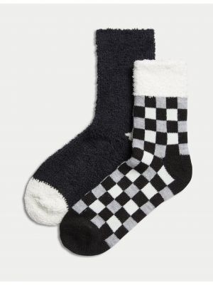 Jednobarevné ponožky s geometrickým vzorem Marks & Spencer černé