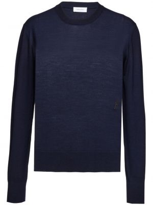 Пуловер бродиран с кръгло деколте Ferragamo синьо