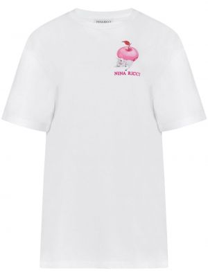 Kokvilnas t-krekls ar apdruku Nina Ricci balts