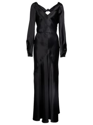 Hodvábne saténové midi šaty Gabriela Hearst čierna