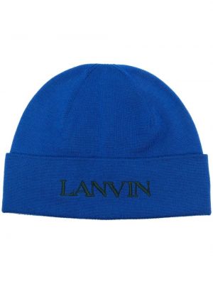 Volnena kapa z vezenjem Lanvin modra