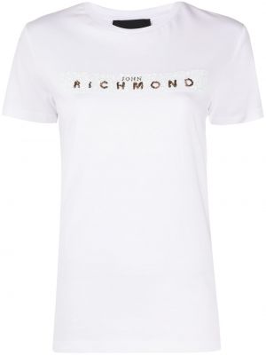 Camiseta con lentejuelas John Richmond blanco
