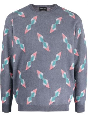 Пуловер с принт Giorgio Armani сиво