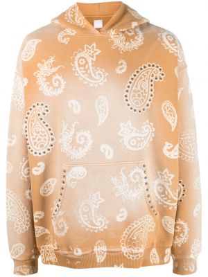 Beżowa bluza z kapturem bawełniana z nadrukiem z wzorem paisley Alchemist