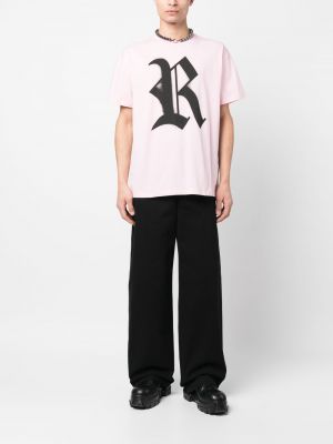 Koszulka z nadrukiem Raf Simons różowa