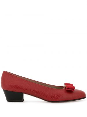 Полуотворени обувки с панделка Ferragamo Pre-owned червено