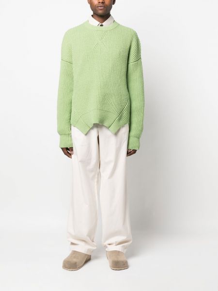Sweter wełniany bawełniany Jil Sander zielony