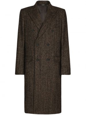 Kabát se vzorem rybí kosti Dolce & Gabbana hnědý