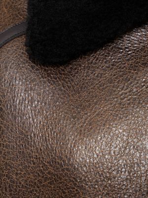 Kožená bunda Acne Studios hnedá
