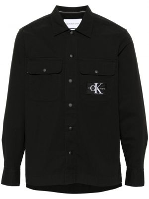 Rifľová košeľa Calvin Klein Jeans čierna