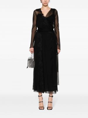 Hedvábné večerní šaty Alberta Ferretti černé