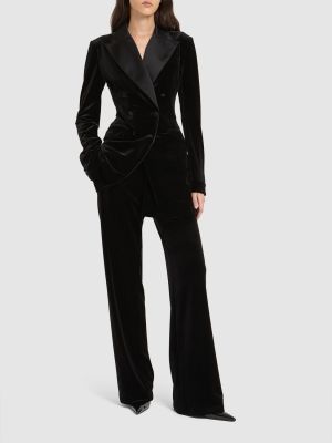 Sametové kalhoty Dolce & Gabbana černé
