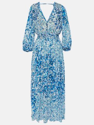 Dolga obleka s cvetličnim vzorcem Poupette St Barth modra