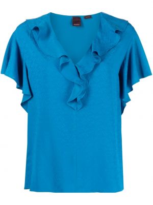 Блуза с волани Pinko синьо
