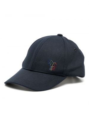 Haftowana czapka z daszkiem bawełniana Ps Paul Smith niebieska