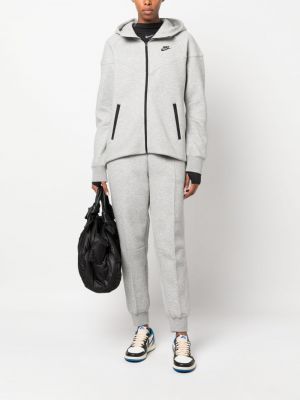 Mikina s kapucí na zip s potiskem Nike šedá