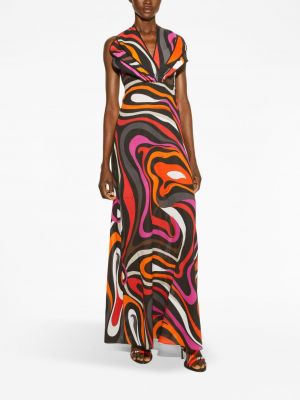 Sukienka koktajlowa bawełniana z nadrukiem w abstrakcyjne wzory Pucci