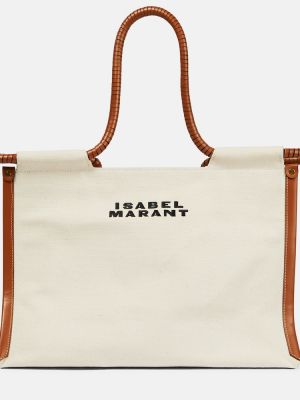 Bombažna nakupovalna torba Isabel Marant bež