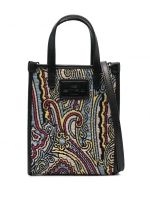 Shopper handtasche mit paisleymuster Etro schwarz