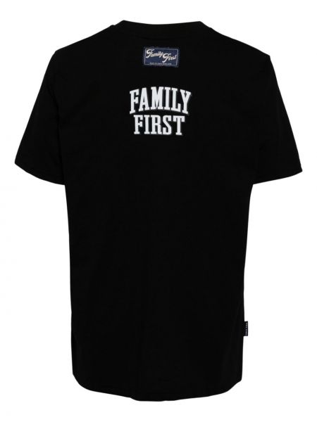 Kokvilnas t-krekls ar apdruku Family First melns