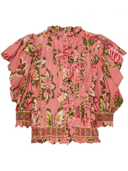 Риза на цветя с принт Farm Rio розово