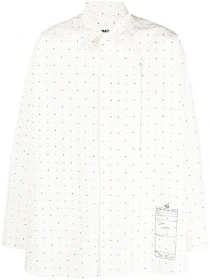 Bodkovaná bavlnená košeľa s potlačou Mm6 Maison Margiela biela