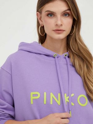 Bluza z kapturem bawełniana Pinko fioletowa