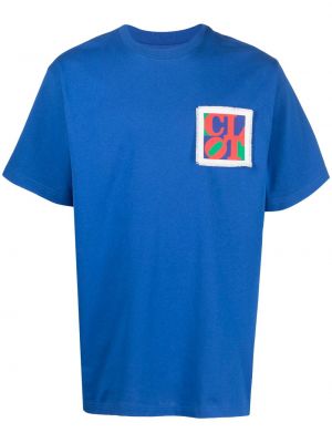Bombažna majica z vezenjem Clot modra