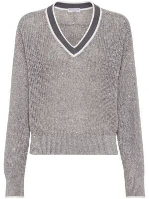 Пуловер с пайети Brunello Cucinelli сиво